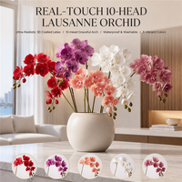 Fleur artificielle en plastique Phalaenopsis Lausanne à 10 têtes, toucher réaliste, branche unique, pour décoration de maison, de mariage et de table, effet hydratant