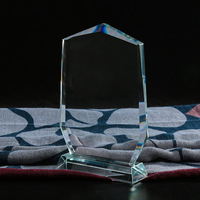Plaque de trophée en cristal transparent gravée au laser sur mesure HBL, forme bouclier, pour récompense de compétition d'entreprise, souvenir