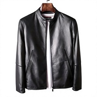 Veste en cuir PU noir pour homme, col montant, fermeture éclair, coupe ajustée, décontractée, pour l'hiver, extérieur uni, séchage rapide, satin de haute qualité