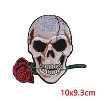Patchs brodés à thermocoller, motif crâne gothique squelette bouche de rose aile, pour vêtements, vestes, sacs à dos, décoration, vente en gros