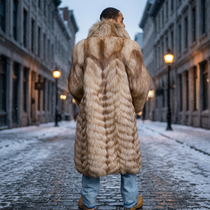High Quality Luxury Full Length Full Fur Sleeve Waterproof Reversible Outerwear Extra Long Floor Length Natural Coffee Fox Fur - Product Image 3