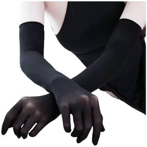 Cinq doigts sans couture blanc soie bas gants longs <span class=keywords><strong>Transparent</strong></span> Anti-accroc Sexy amusant coude Protection solaire mariée dentelle gants - Product Image 5