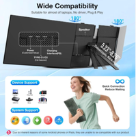 Moniteur portable double IPS 15,3 pouces 1200P, écran triple ultra-fin pour ordinateur portable, extension d'écran plug-and-play, faible lumière bleue pour le bureau et les voyages