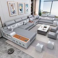 Ensemble de canapés modernes en tissu, grand canapé sectionnel en U pour salon, combinaison de meubles minimalistes pour la maison, tissu technologique