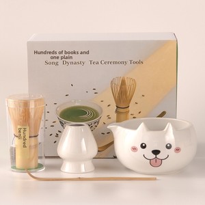 Set da Tè in Ceramica Stile <span class=keywords><strong>Giapponese</strong></span> con Tazza Cartoon con Beccuccio, Ciotola per Matcha, Supporto Baiben e Frusta Chasen - Set 4 Pezzi - Product Image 4
