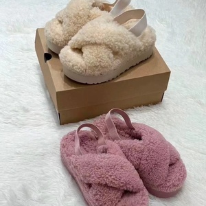 Chaussons UGGs à plateforme en fourrure pour femme, avec lanières croisées, design à bride arrière en polaire Teddy, semelle épaisse et chaude, pour intérieur et extérieur, hiver, en peluche - Product Image 4