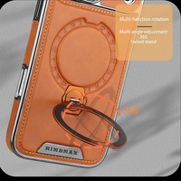 Funda Magnética de Cuero de Lujo para iPhone 17 11 12 13 14 15 16 Pro Max 17 Air con Protección de 360° °   Funda a prueba de golpes con soporte de anillo metálico