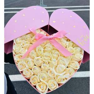 Caja de flores en forma de corazón, rosa, grande, de cartón, para arreglos florales del Día de San Valentín - Product Image 2