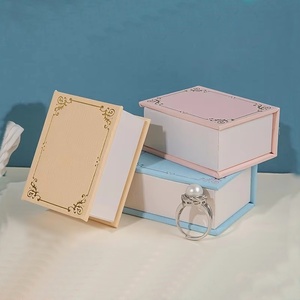 Hot Sale Custom Logo Vintage Small Book <b>Box</b> Rectangular Flip Velvet Embossed Magnetic Closure <b>Ring</b> Necklace Storage <b>Gift</b> <b>Box</b> - Product Image 2