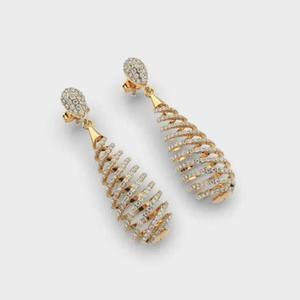 Boucles d'oreilles clous en diamant de laboratoire rond 2 carats, plaqué or 14 carats, motif floral celtique, élégantes, pour mariée, mariage, bijoux fins, cadeau pour elle - Product Image 1