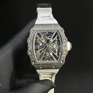 Reloj Clásico Premium a Prueba de Agua con Esfera Transparente, Caja de Fibra de Carbono Negra, Correa de Goma, Reloj Deportivo de Buceo para Hombre - Product Image 1