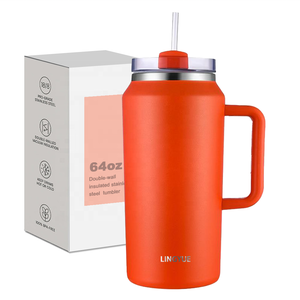 Bouteille d'eau isotherme en acier inoxydable <span class=keywords><strong>de</strong></span> grande capacité (64 oz) avec paille et poignée, anti-fuite, idéale pour les voyages en plein air, le <span class=keywords><strong>camping</strong></span> et les activités sportives - Product Image 4