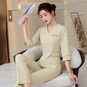 Seragam tunik <span class=keywords><strong>Spa</strong></span> pijat Thai Promosi setelan seragam kerja wanita ahli kecantikan untuk Hotel dan Salon kecantikan - Product Image 6