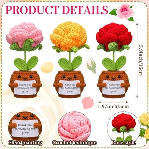 Muñeca de Ganchillo con Forma de Rosa y Tarjeta de Agradecimiento por Ayudarme a Crecer, Regalos para Maestros, Cumpleaños, Decoración para el Hogar y la Oficina, Hilo de Lana - Product Image 2