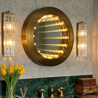 Applique murale LED ronde à effet miroir infini de qualité supérieure pour la décoration de salles de bain et de halls de luxe