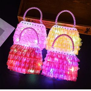 Wholesale Creative DIY LED Princess Handbag Colorful <b>Flash</b> <b>Light</b> Lace Makeup Bag for Children Parties and Gifts - Product Image 1