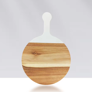 <span class=keywords><strong>Planche</strong></span> à pizza ronde en bois d'acacia avec poignée - Product Image 1