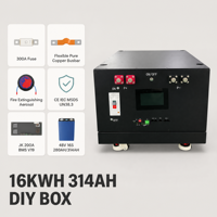 Caja de Batería Apilable HUANCHU V2 Lifepo4, Kit DIY Vacío, 51.2V 280Ah 314Ah 16kWh con BMS JK 200A V19 y Comunicación CAN