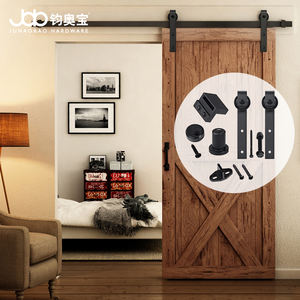 Kit de rail coulissant JOB noir pour porte de grange en bois avec amortisseur de fermeture douce, système de quincaillerie de porte - Product Image 5