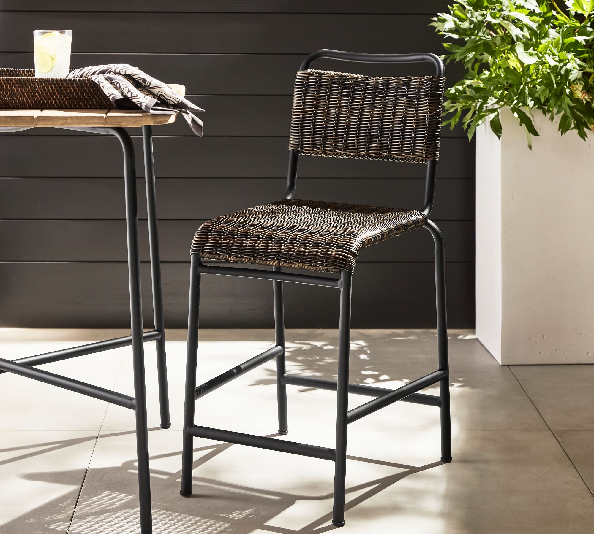 Hot sale Garden Furniture Patio Aluminum Frame Rattan Counter Stool