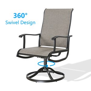 Sillones de comedor con <span class=keywords><strong>balancín</strong></span> giratorio para patio moderno de metal para exteriores con respaldo alto de tela de malla transpirable para uso en sala de estar y parque - Product Image 5