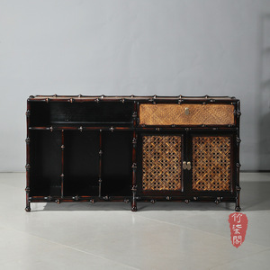 Lacquered Bamboo <b>Storage</b> Cabinet Chinese Style Tea <b>Sideboard</b> Low Cabinet Entryway Cabinet Living Room Cabinet - Product Image 3