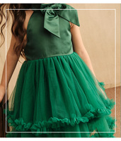 Robe de princesse pour filles à col halter, nœud en satin, tulle, volants superposés et manches courtes