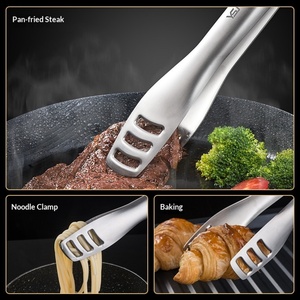Pince de barbecue robuste en acier inoxydable 304 à long manche, pince à aliments pour grillades à ouverture automatique par gravité, outil multifonctionnel anti-brûlure - Product Image 4
