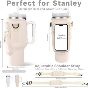 Soporte de neopreno para botella de agua de 40oz, soporte para bolsa de botella, bolsa de transporte para botella de agua con correa de hombro ajustable - Product Image 3