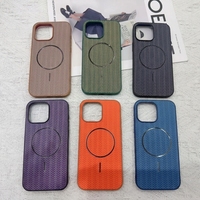 Coque de téléphone TPU+PC en stock usine avec charge magnétique sans fil pour iPhone 17 16 15 Pro Max, texture tissée, design personnalisé