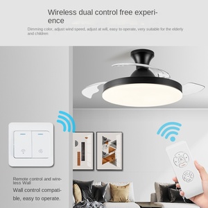 Venta de fábrica Ventilador de techo LED con hoja oculta Control remoto de 3 colores Bajo ruido para sala de estar y comedor Fuente de alimentación USB - Product Image 4