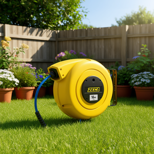 Enrouleur de tuyau Zeca 16m 10mm KPU Jaune à fixation murale pour l'arrosage du jardin - Product Image 3