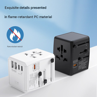Adaptateur de voyage GaN 45W 65W avec 3 USB-C 2 USB-A, chargeur rapide PD et prise universelle AC 8A pour une utilisation mondiale