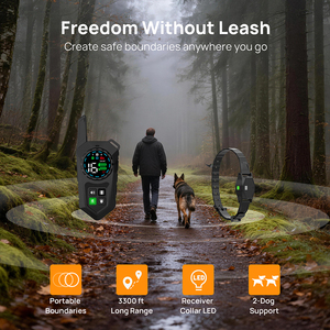 Système de clôture sans fil pour animaux de compagnie, étanche IPX7, collier de choc rechargeable, clôture électrique sans fil pour chiens de taille moyenne et grande - Product Image 2