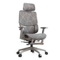 Chaise de bureau ergonomique à dossier flottant 3 zones en maille grise, haute confort, pour longues heures de travail, jeux et utilisation à domicile sur ordinateur