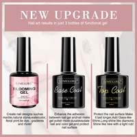 Kit de Manucure 3 Pièces pour Nail Art avec Base Coat Lavable et Gel Blooming, Séchage Rapide, Longue Durée, Qualité Salon pour la Conception des Ongles