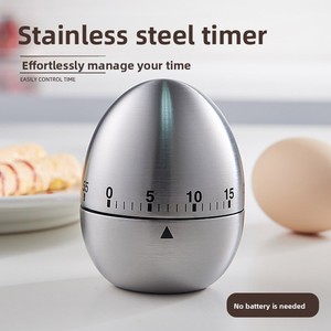 不锈钢厨房机械计时器 蛋形模拟显示屏 60 分钟定时提醒器 操作简单 不可充电 - Product Image 2