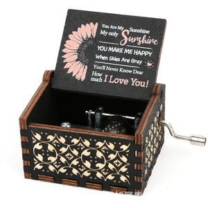 Hot Sale 8 Designs Custom Engraved Hand Crank Music <b>Box</b> DIY Wooden Music Boxes for Birthday Gifts - Product Image 2