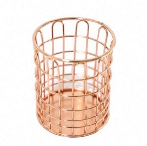 New Design Office Desk Organizers Desktop Metal Flower <b>Pen</b> Holder with WIRE MESH ROSE <b>Gold</b> Magnet <b>Pen</b> Bin Pencil Cup Holder - Product Image 1