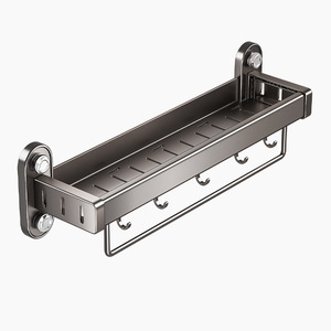 Wall Mounted Suction Storage Rack 50X30Cm For Bathroom Towel Sink <b>Shower</b> Room Durable Rectangular Shelf - Product Image 2
