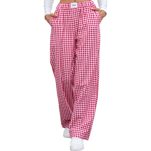 Shorts décontractés à carreaux pour femmes, 100 % coton respirant, taille mi-haute élastique, devant plat, avec poches, longueur complète - Product Image 4