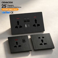 Panel de PC con Textura Cepillada 3D Moderna Premium KSQ, Certificado CE, Estándar Universal del Reino Unido, Interruptor de Pared y Enchufe para Uso Global en Hogar y Oficina