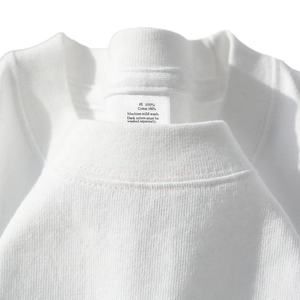 T-shirt à manches courtes pour homme, 230g, tricoté, 100% coton, blanc, col rond, couleur unie, anti-boulochage, décontracté, collection été - Product Image 4