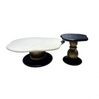 Ensemble de tables basses gigantes superposées de qualité supérieure XL avec plateau compact en bois d'ingénierie noir – Mobilier de salon