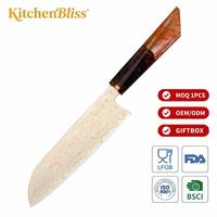 Pisau Santoku KitchenBliss Tajam, Baja Damascus Tembaga 33 Lapis Vg10, Pisau Dapur Jepang untuk Koki