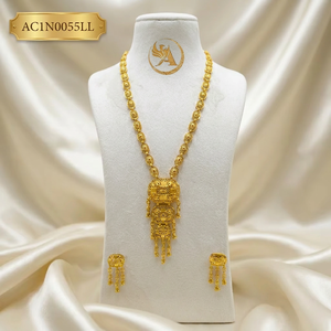New Design African Tribal Statement Gold Plated Jewelry Set Box Chain Flower Shape <b>Charm</b> Necklace for Wedding Fashion - Product Image 1