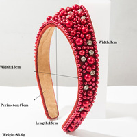 Headband Heming FG725 Model Baru Impor Gaya Vintage Eropa Amerika Dihiasi Berlian Mutiara dengan Pinggiran Lebar