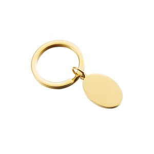 High Quality Oval Shape Pendant Gold Plated <b>Key</b> <b>Ring</b> logo Custom <b>Engraved</b> Stainless Steel Round Pendant Keychain - Product Image 6