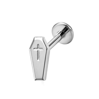 Clou coquille en alliage de titane F136 style gothique motif araignée, petit motif monstre, croix, cercueil, pour os de l'oreille, lèvre, accessoire de piercing