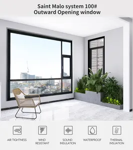 Thermal Break Simple Design Aluminum Casement Window/ Swing Window With Screen Aluminum Glass Window